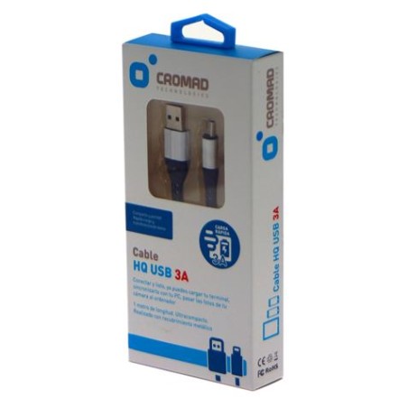 CABLE HQ USB A TIPO C 1 METRO 3A PLATA CROMAD