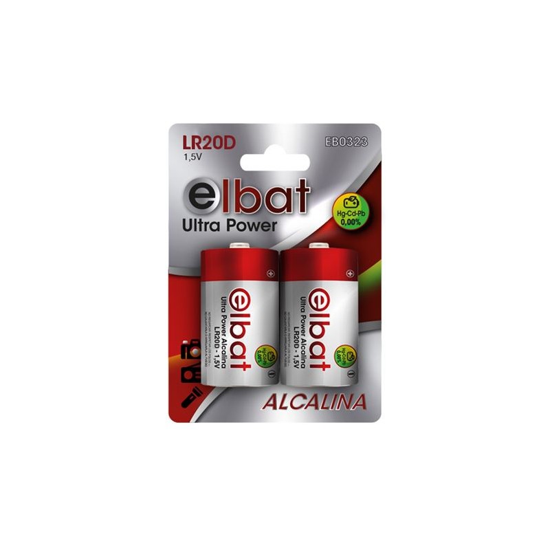 PACK 2 PCS PILAS ALCALINAS LR20D ELBAT