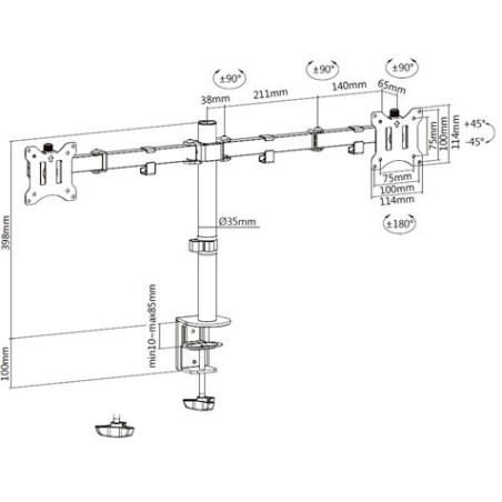 SOPORTE DE MESA 2 MONITORES 13"-32" CROMAD
