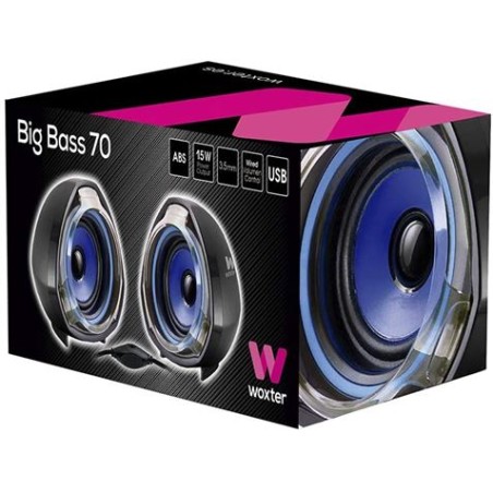 ALTAVOCES 2.0 BIG BASS 70 15W USB AZUL WOXTER
