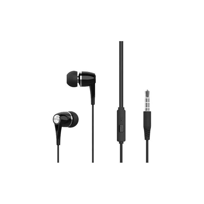 AURICULAR + MICROFONO EP21 MUSIC NEGRO