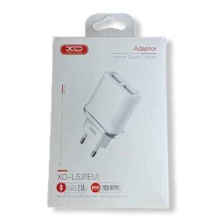 CARGADOR DE CORRIENTE L52 2.1A | 2XUSB | XO