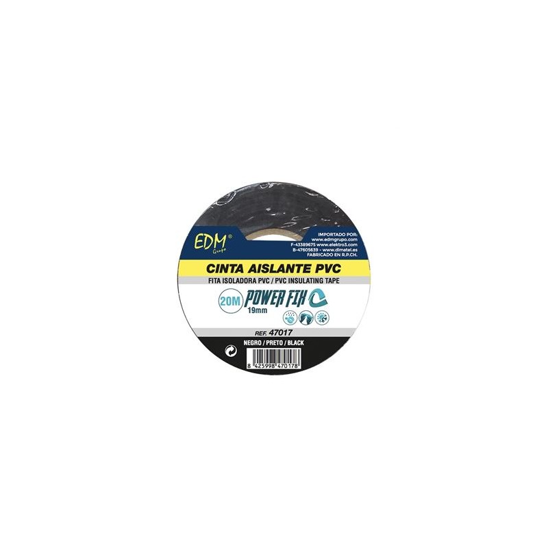 CINTA AISLANTE 20MX19MM NEGRA EDM
