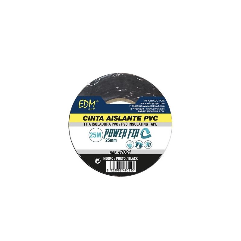 CINTA AISLANTE 25MX25MM NEGRA EDM