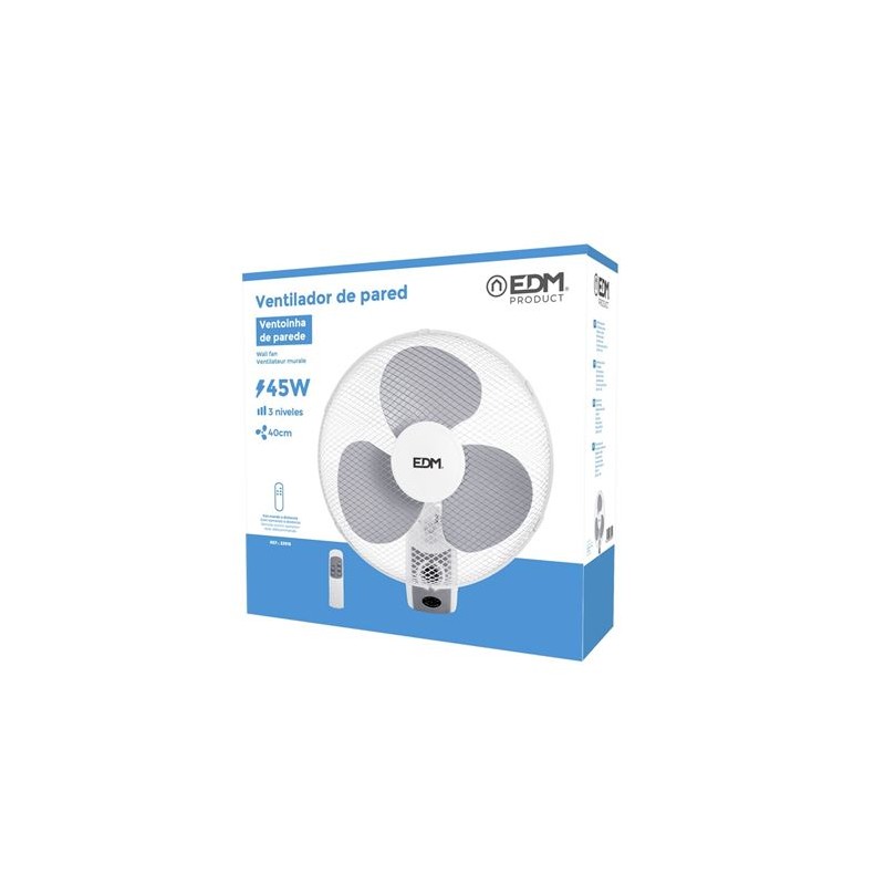 VENTILADOR PARED BLANCO 45W Ø ASPAS...