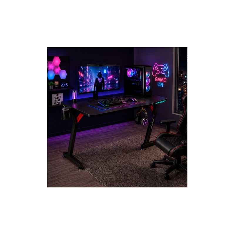 MESA GAMING PRO300 FIBRA CARBONO LUZ...