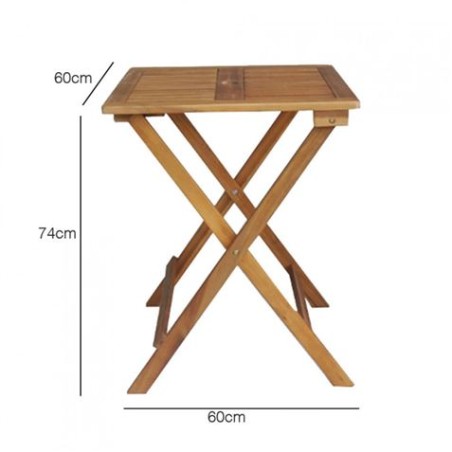 CONJUNTO DE JARDIN PLEGABLE MESA CUADRADA Y 2 SILLAS ECO MADERA DE ACACIA