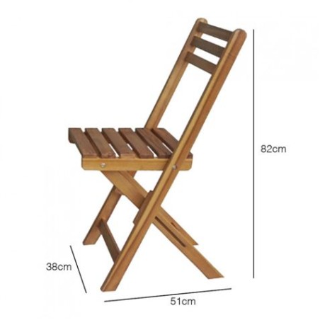 CONJUNTO DE JARDIN PLEGABLE MESA CUADRADA Y 2 SILLAS ECO MADERA DE ACACIA
