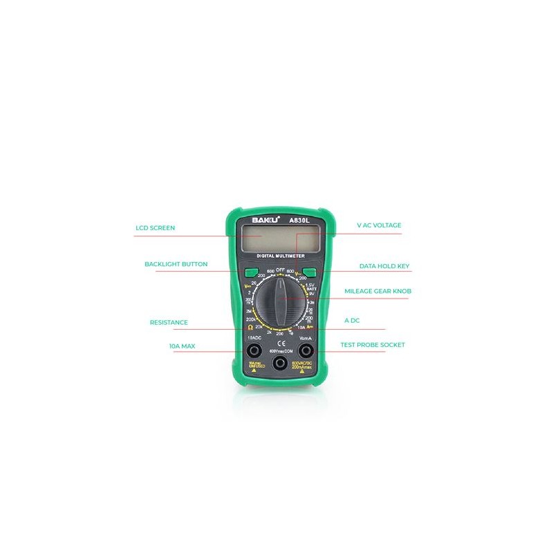 MULTIMETRO DIGITAL BAKU A830L