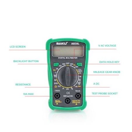 MULTIMETRO DIGITAL BAKU A830L