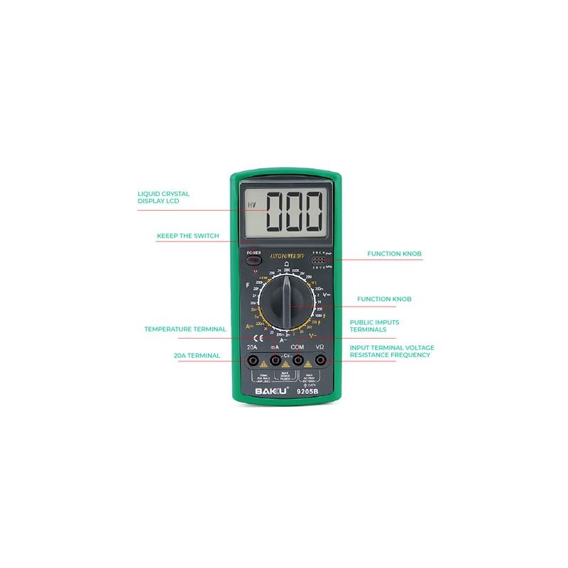MULTIMETRO DIGITAL BAKU 9205B