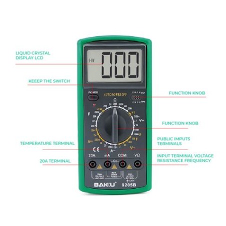 MULTIMETRO DIGITAL BAKU 9205B