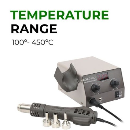 ESTACION DE TRABAJO CON PISTOLA DE AIRE CALIENTE 400W BAKU-600D+