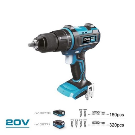 TALADRO PERCUTOR / ATORNILLADOR 20V BRUSHLESS (SIN BATERIA Y CARGADOR) KOMA