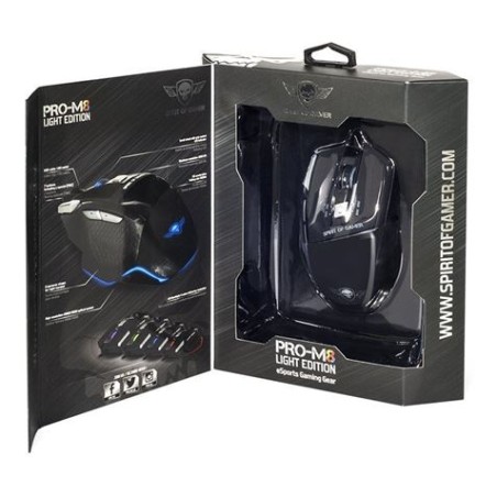 RATÓN SPIRIT OF GAMER PRO-M8 LIGHT EDITION | RGB | 7 BOTONES