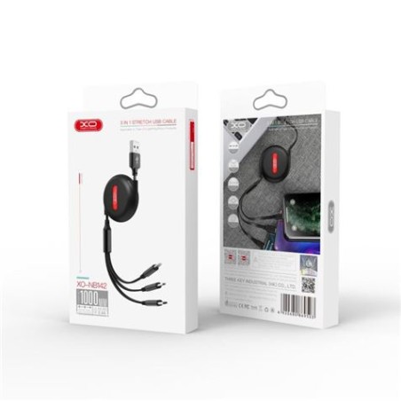 CABLE 3 EN 1 NB142 USB - (LIGHTNING + TIPO C + MICRO USB) 2.4A XO