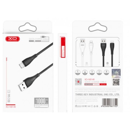 CABLE NB146 CARGA RAPIDA SILICONA USB - MICRO USB | 2.4A | 1 MTR | NEGRO XO