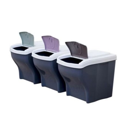 SET DE 3 CUBOS DE BASURA POKER TRIS 20 LITROS 28X40X31CM BAMA