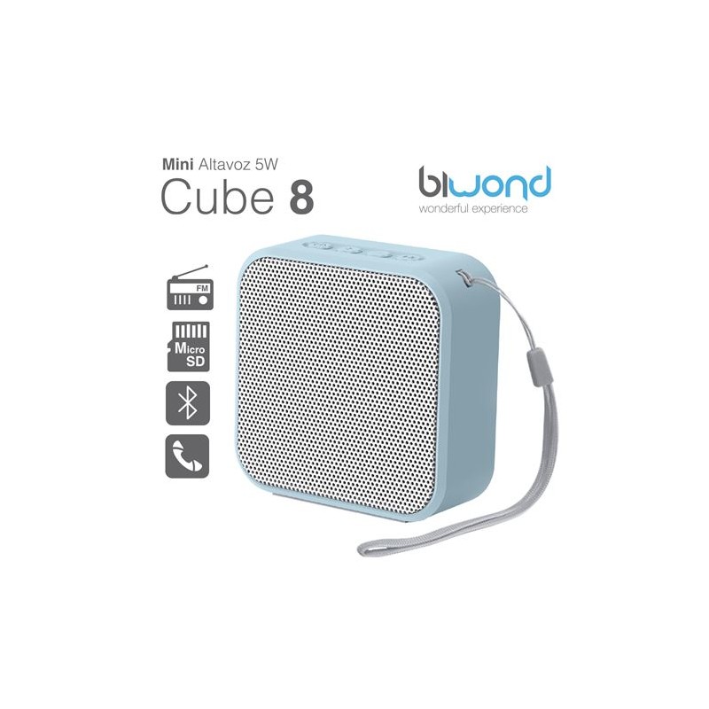 MINI ALTAVOZ BLUETOOTH 5W CUBE 8 AZUL...