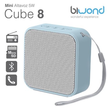 MINI ALTAVOZ BLUETOOTH 5W CUBE 8 AZUL BIWOND