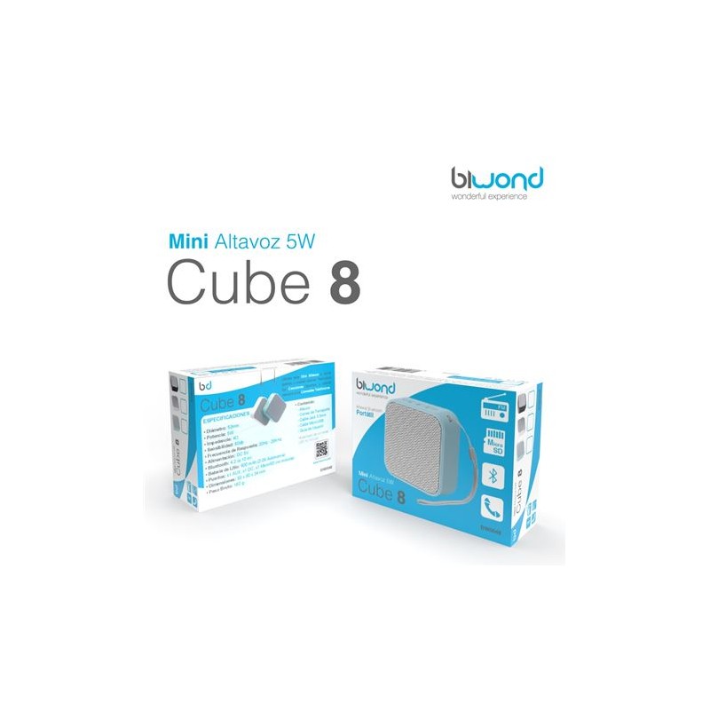 MINI ALTAVOZ BLUETOOTH 5W CUBE 8...