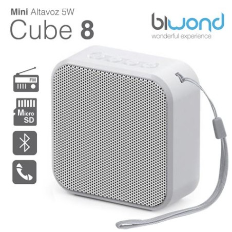 MINI ALTAVOZ BLUETOOTH 5W CUBE 8 BLANCO BIWOND