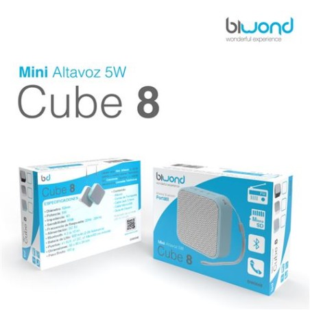 MINI ALTAVOZ BLUETOOTH 5W CUBE 8 BLANCO BIWOND