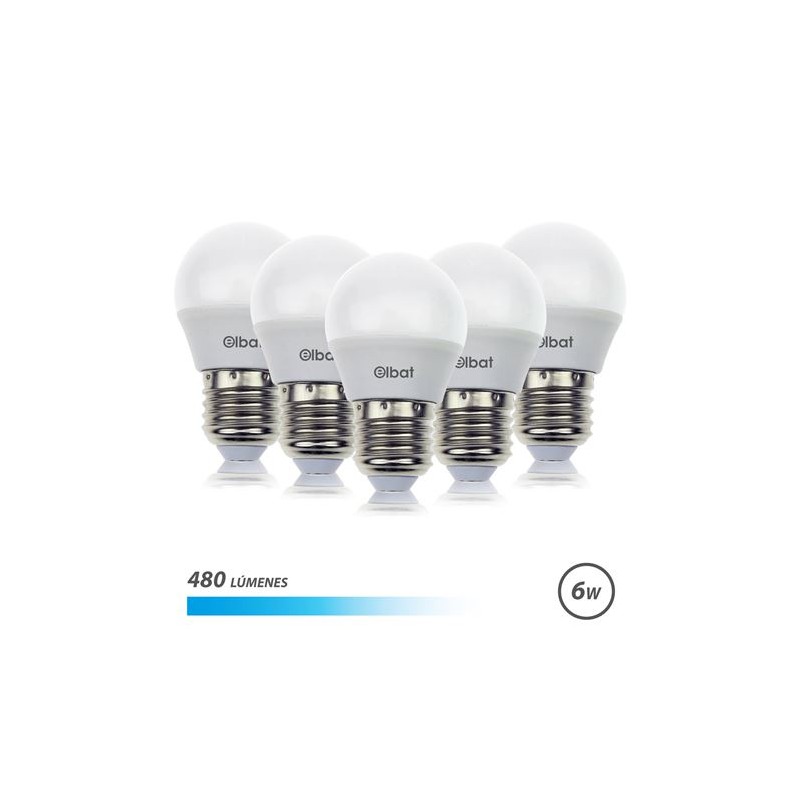 PACK 5 BOMBILLAS LED G45 | 6W | 480LM...