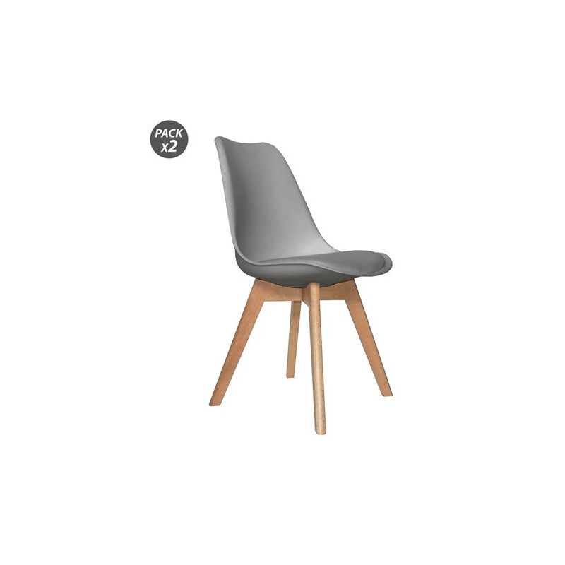 PACK 2 SILLAS DESIGN D200 GRIS MUVIP