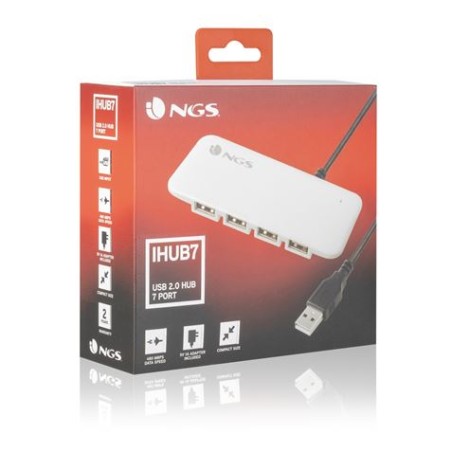 HUB USB NGS 7 PUERTOS USB 2.0 CON ALIMENTACION BLANCO