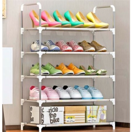 ZAPATERO METALICO PLATEADO 5 BALDAS 60X30X90CM