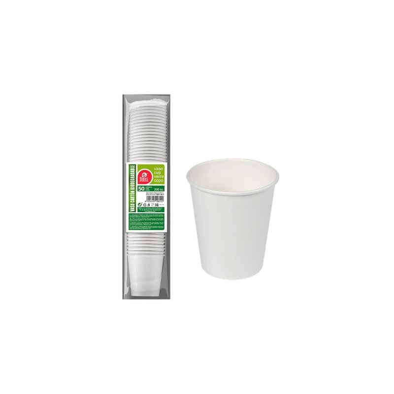 PACK 50 VASO CARTON BLANCO 200CC