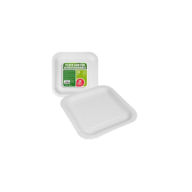 PACK 25 PLATO CUADRADO BLANCO CARTON...