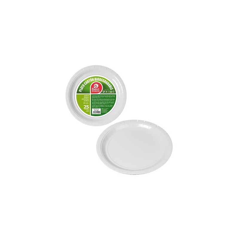 PACK 25 PLATO BLANCO CARTON 20CM