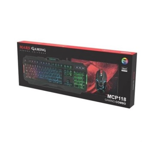 PACK GAMING MCP118 TECLADO+RATON OPTICO RGB +ALFOMBRILLA