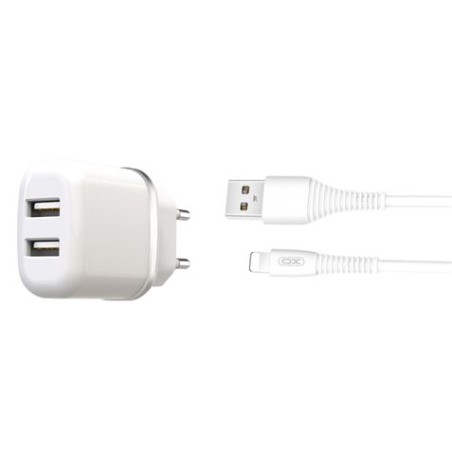 PACK CARGADOR CORRIENTE L69 2.4A + CABLE LIGHTNING BLANCO XO