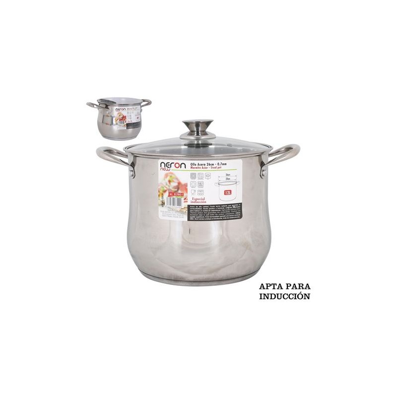 OLLA 12L ACERO INDUCCION 26CM NEW NERON