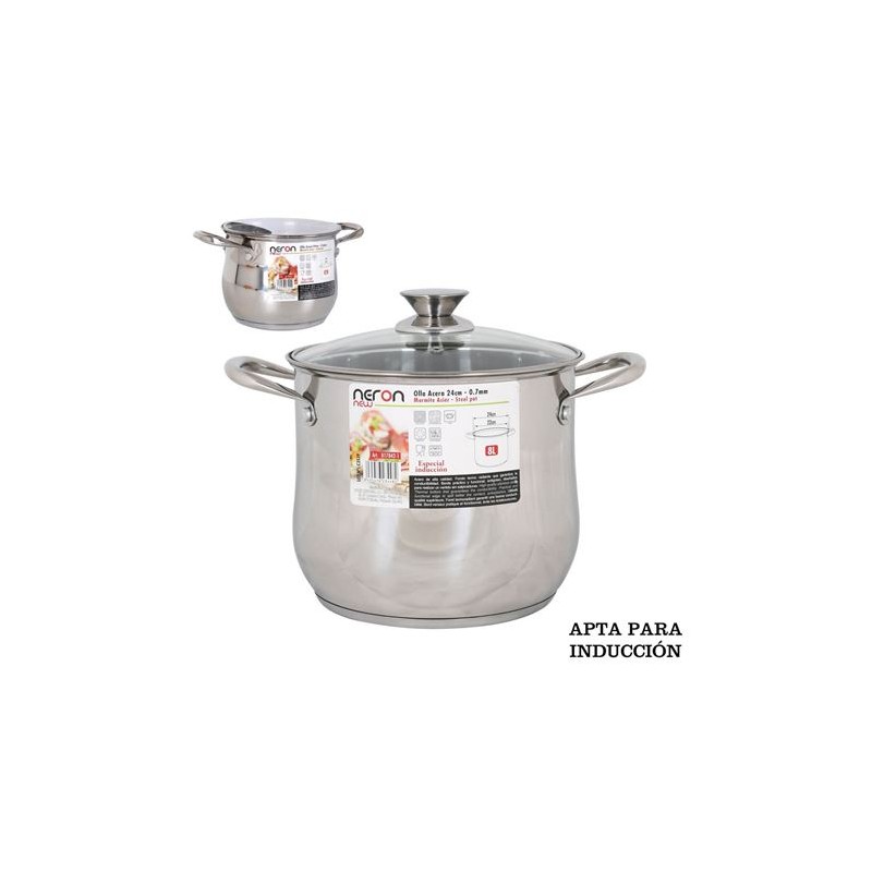 OLLA 8L ACERO INDUCCION 24CM NEW NERON