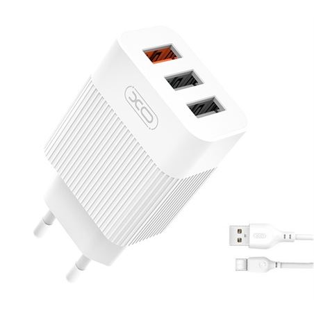 PACK CARGADOR DE CORRIENTE L72 18W QUICK CHARGE 3.0 | CABLE TIPO C XO - XOL72TCWH