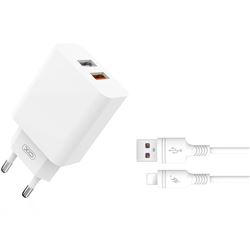 PACK CARGADOR DE CORRIENTE L67 18W QUICK CHARGE 3.0 | CABLE LIGHTNING USB X - XOL67LGWH
