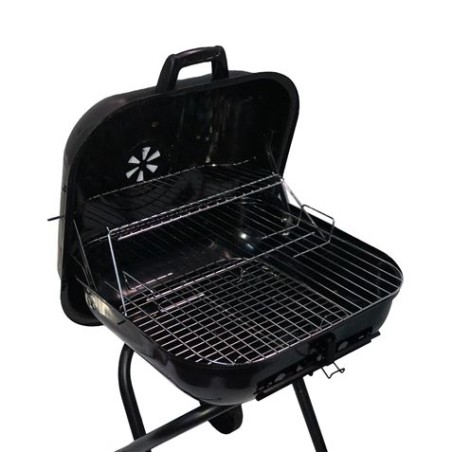 BARBACOA PLEGABLE CON RUEDAS Y TAPA DE HIERRO 47X52X87CM