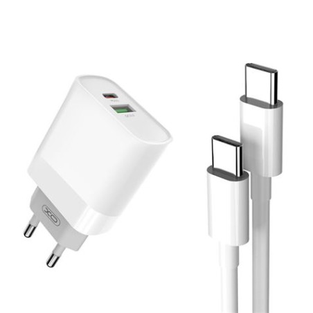 CARGADOR DE CORRIENTE L64 18W TIPO C + USB QC 3.0 + CABLE TIPO C XO