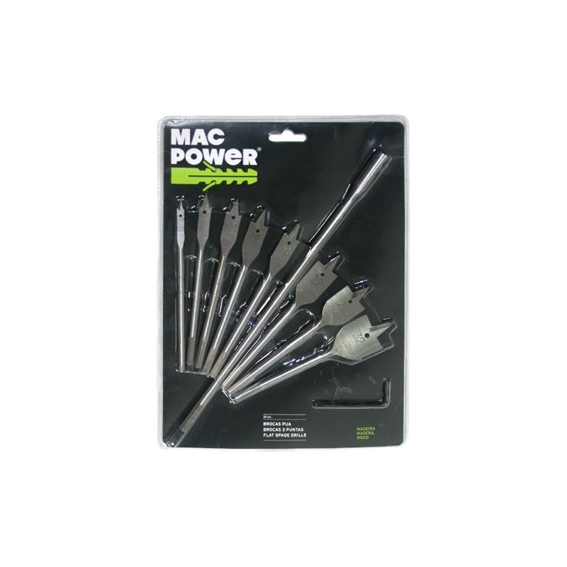 JUEGO 10 PCS BROCAS ALETAS MADERA MAC...