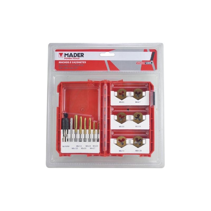JUEGO MACHOS Y COJINETES 13PCS MADER