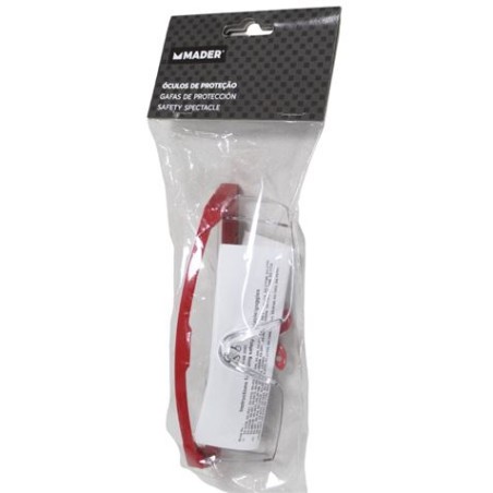 GAFAS DE PROTECCION ROJA LENTE BLANCO MADER