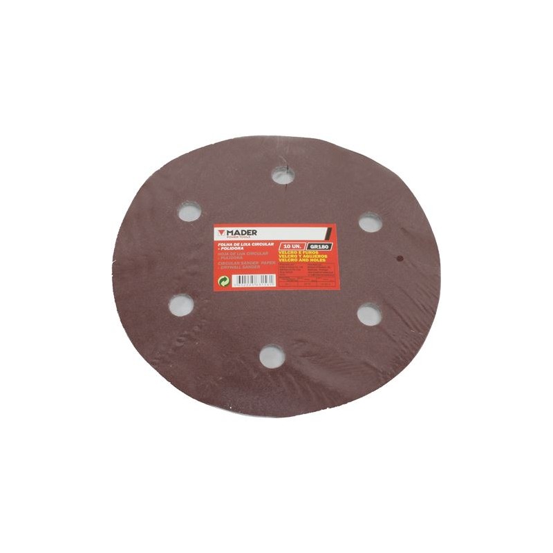 PACK 10 LIJAS 215MM GR180 VELCRO MADER