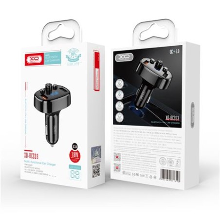 TRANSMISOR FM BCC03 BLUETOOTH QUICK CHARGE 3.0 XO