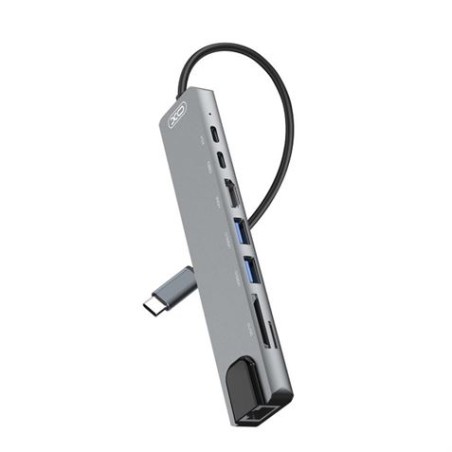ADAPTADOR TIPO C - HDMI, 2 X USB 3.0, RJ45, LECTOR TARJETAS, 2 X TIPO C XO