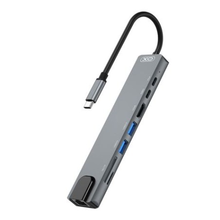 ADAPTADOR TIPO C - HDMI, 2 X USB 3.0, RJ45, LECTOR TARJETAS, 2 X TIPO C XO
