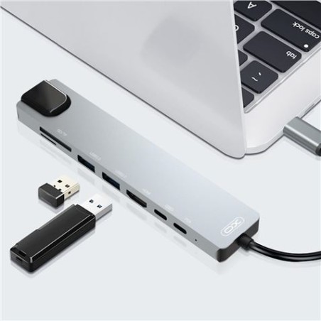 ADAPTADOR TIPO C - HDMI, 2 X USB 3.0, RJ45, LECTOR TARJETAS, 2 X TIPO C XO